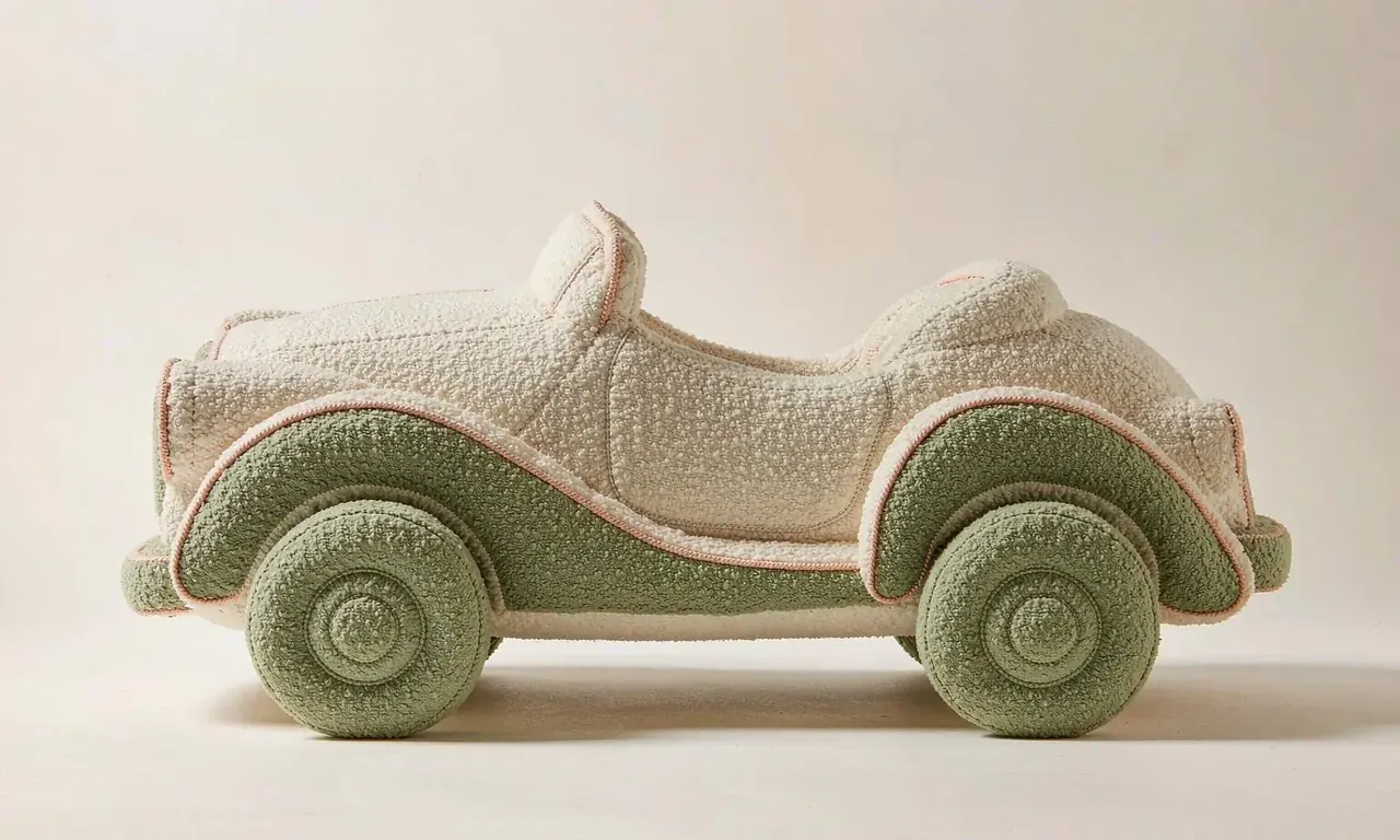 Side elevation of the plush convertible car